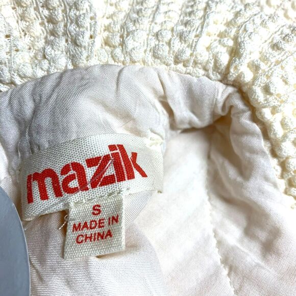Waffle Knit Mazik Top Ladies Ruffle Neck Cream Knob Fabric Lined Small NWT - Picture 5 of 12